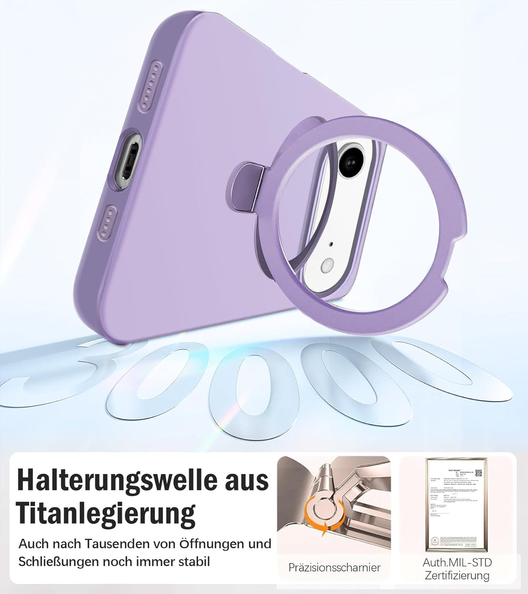 Handyhülle für iPhone Air Hülle mit 2 Stück Schutzfolie, Silikon Case mit Magnetisch Ring Ständer Un