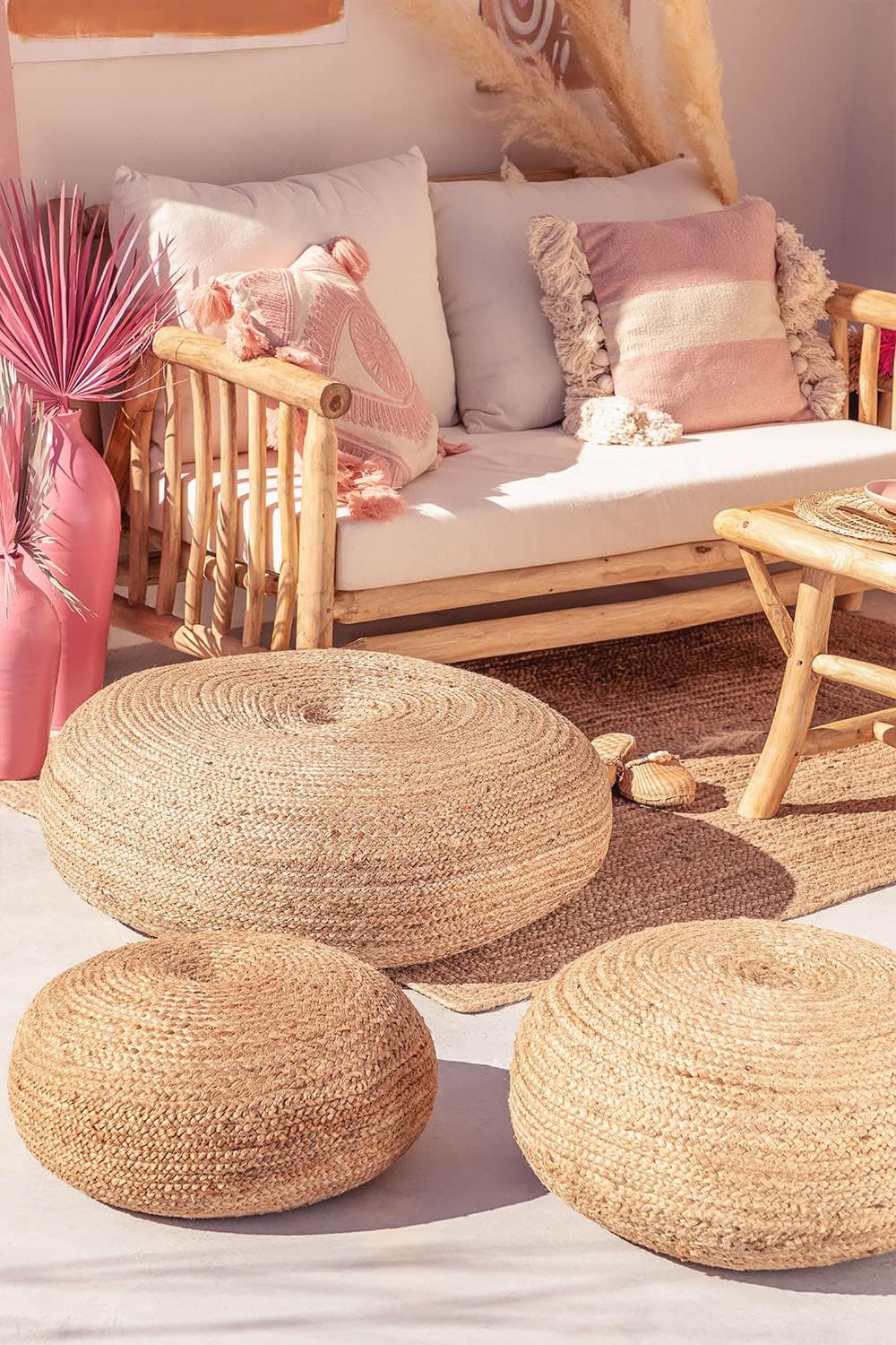 SKLUM Rundes Sitzkissen aus Jute Pilew Ø50 cm, Ø50 Cm