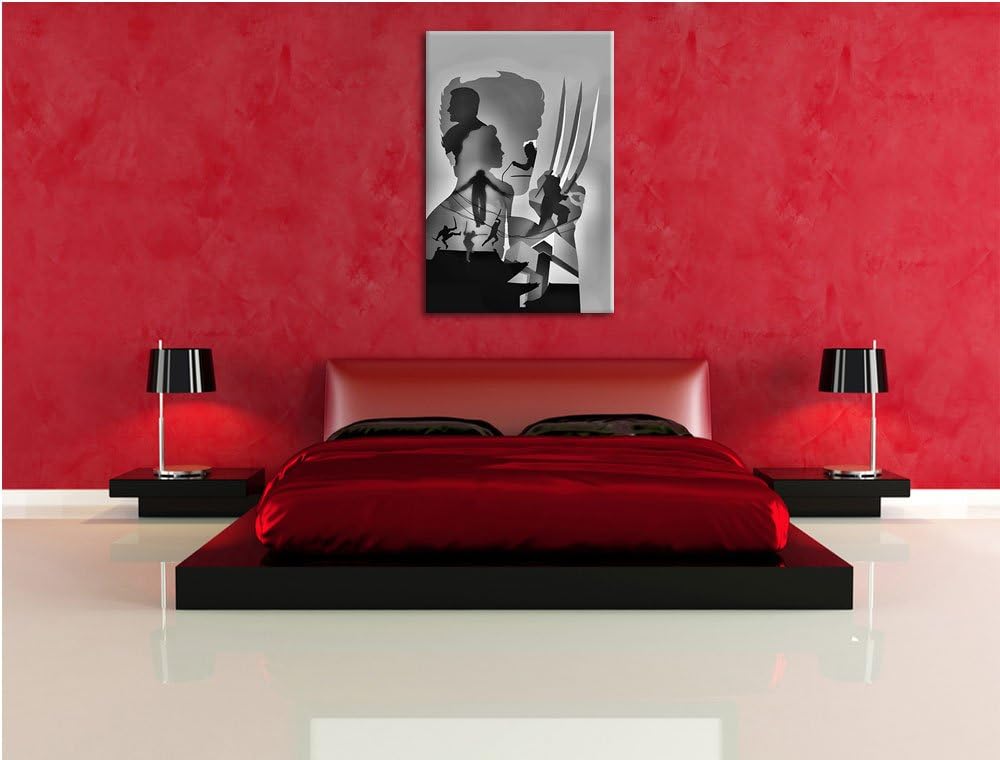 Monocrome, Wolverine, Format: 100x70 auf Leinwand, XXL riesige Bilder fertig gerahmt mit Keilrahmen,
