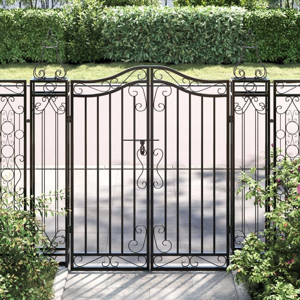 vidaXL Gartentor Schwarz 121x8x100 cm Schmiedeeisen 121 x 8 x 120 cm, 121 x 8 x 120 cm