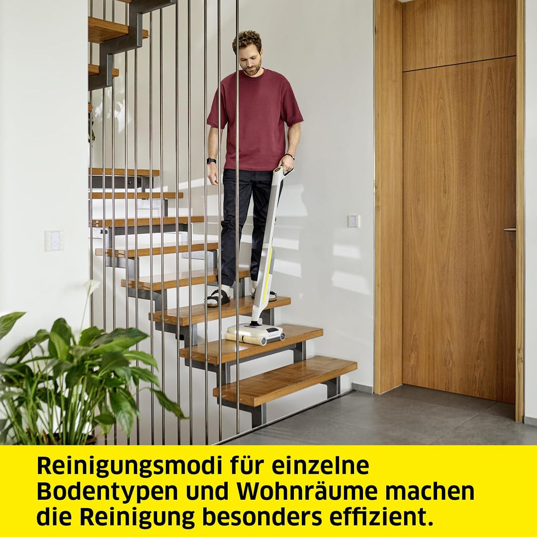 Kärcher Hartbodenreiniger FC 8 Smart Signature Line, kabelloser Bodenreiniger mit 4 rotierenden Mikr