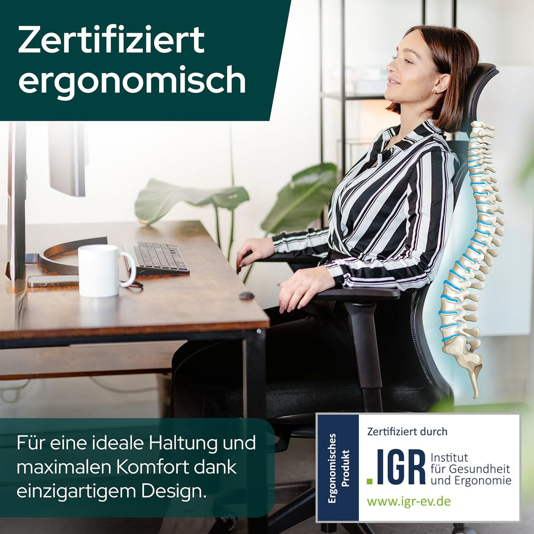 SCHEKKA® Bürostuhl Ergonomisch Testsieger - Besonders individuell Einstellbarer Schreibtischstuhl mi