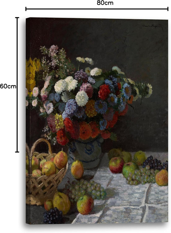 Printed Paintings Leinwand (60x80cm): Claude Monet - Stillleben mit Blumen und Früchten (1869) 60x80