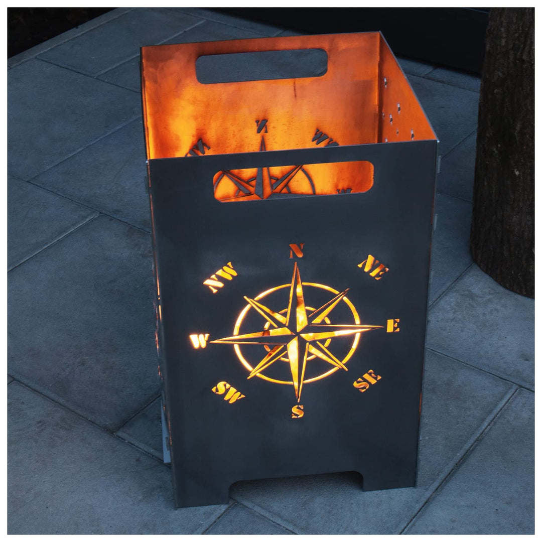 teileplus24 FT01 Feuertonne Feuerschale Feuerkorb Gross Eckig Steckbar Leichte Reinigung, Design:Kom