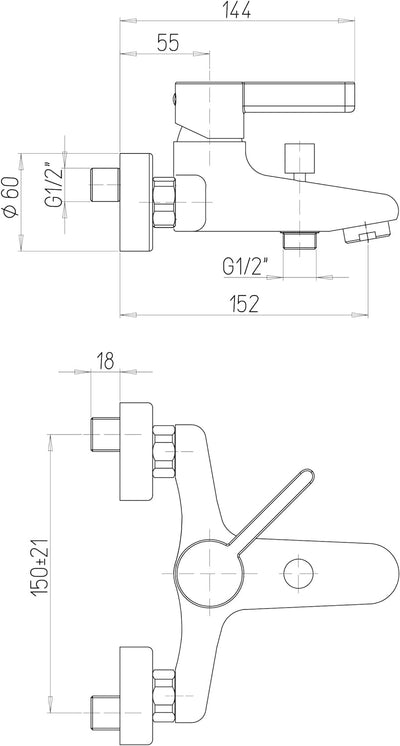 Paini GAIA100 Gaia 105 Einhebelmischer für Badewanne mit Handbrause, 1 Strahl, schwenkbare und Flexi