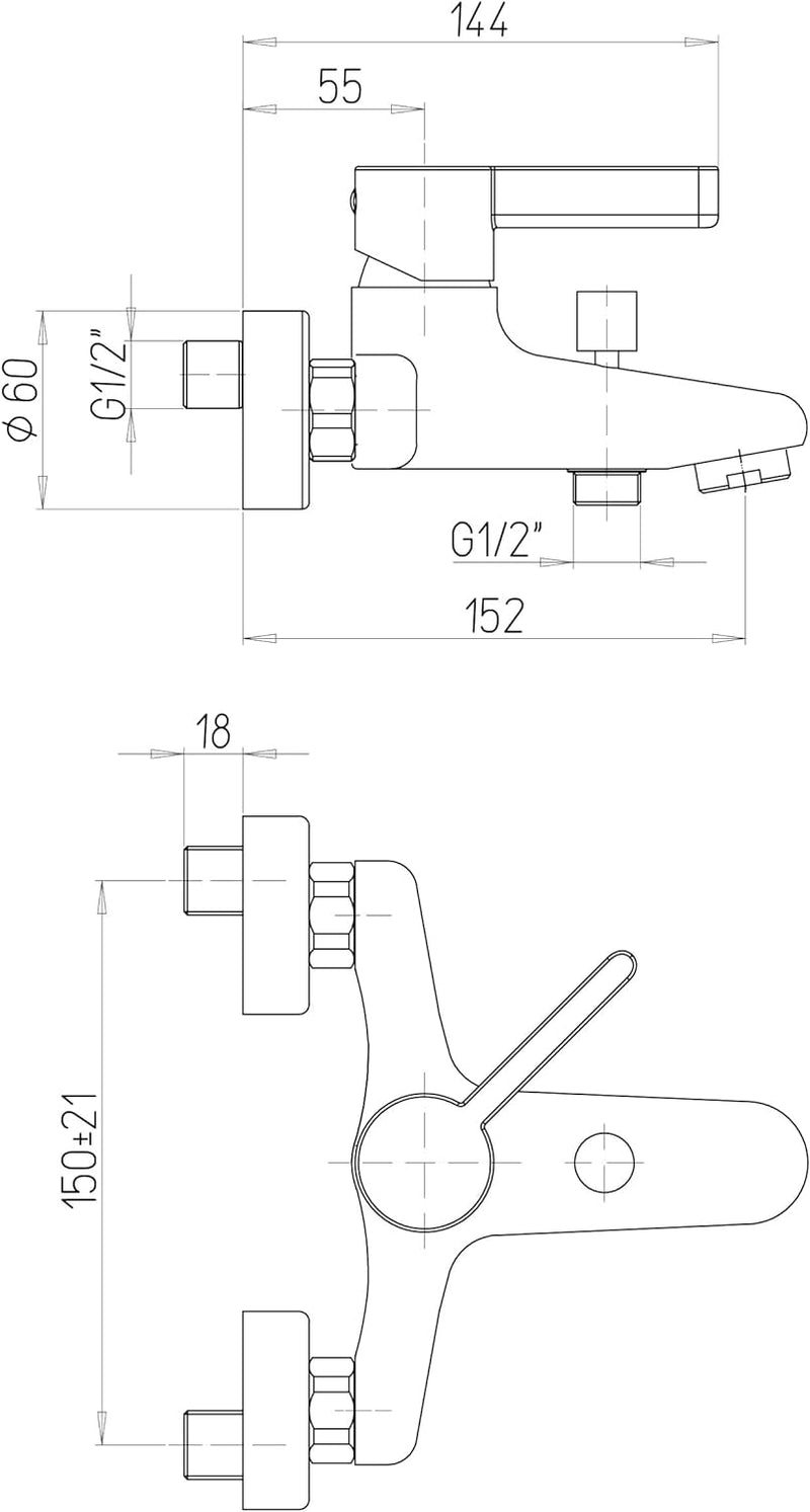 Paini GAIA100 Gaia 105 Einhebelmischer für Badewanne mit Handbrause, 1 Strahl, schwenkbare und Flexi