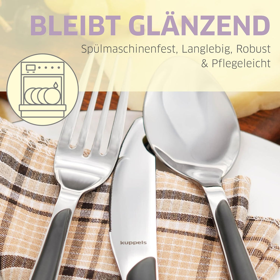 Kuppels Prisma Besteck Set für 6 Personen aus Edelstahl poliert | Besteckset 24-teilig | Hochwertige