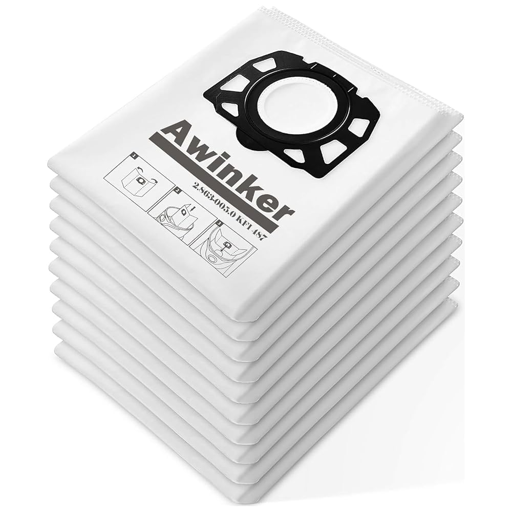 10 Stück Staubsaugerbeutel für Kärcher 2.863-006.0 Vliesfilterbeutel 487 Ersatzbeutel WD4 WD5 WD6 WD