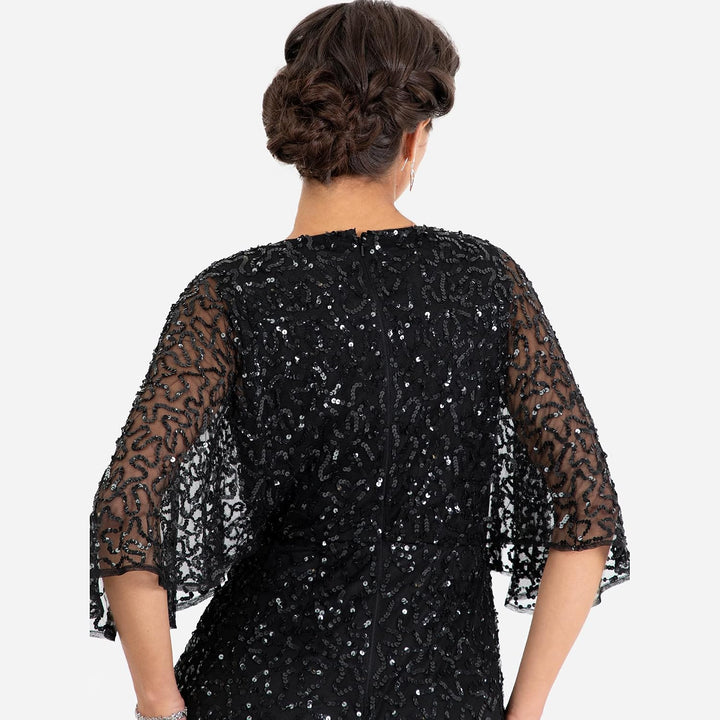 Maya Deluxe Damen Womens Maxi Dress Ladies Sequin Embellished Wrap A-line Dress for Wedding Guest Br