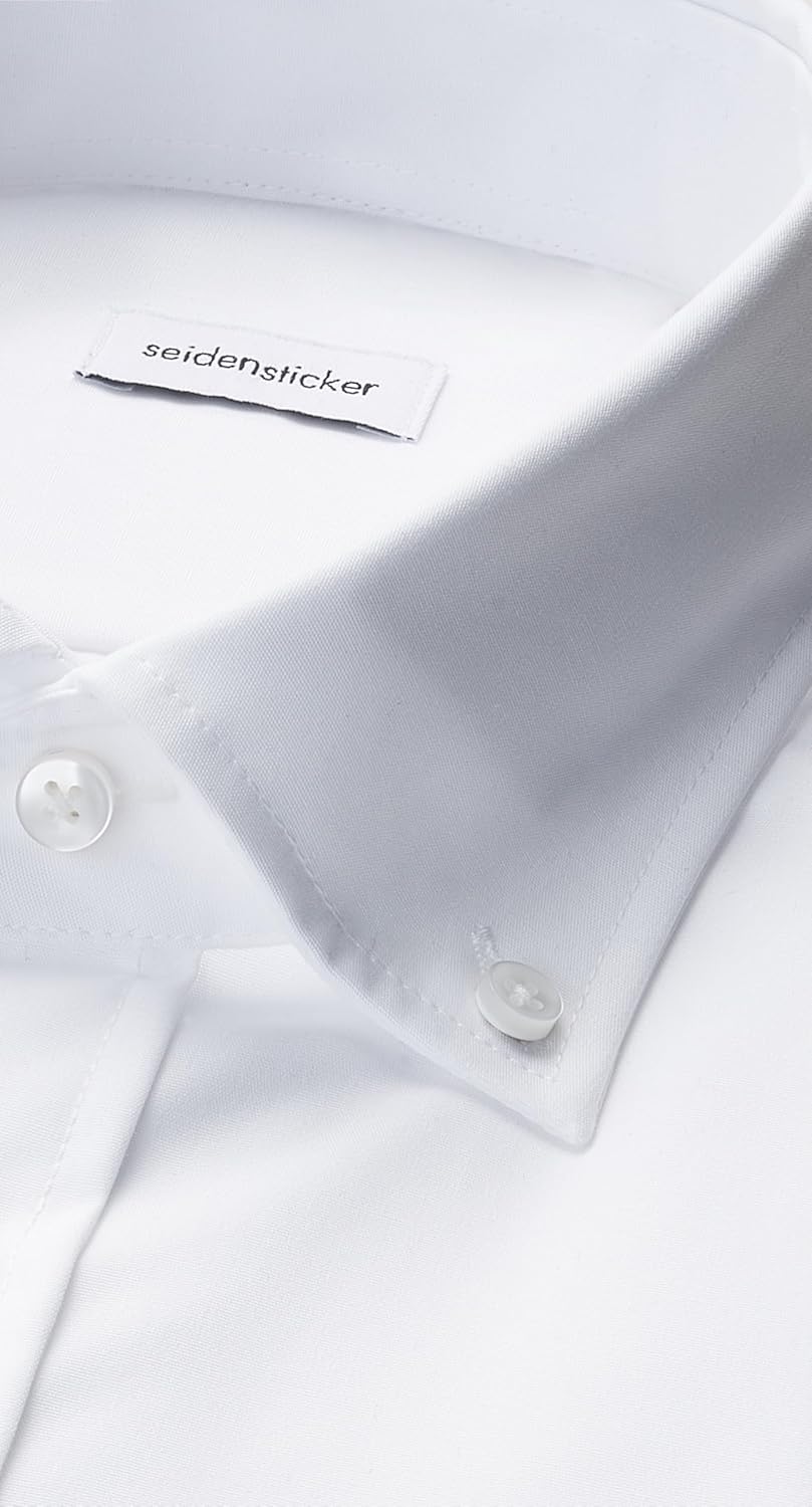 Seidensticker Herren Regular Bügelfrei Button-down Langarm Businesshemd 46 Weiss (White 000), 46 Wei