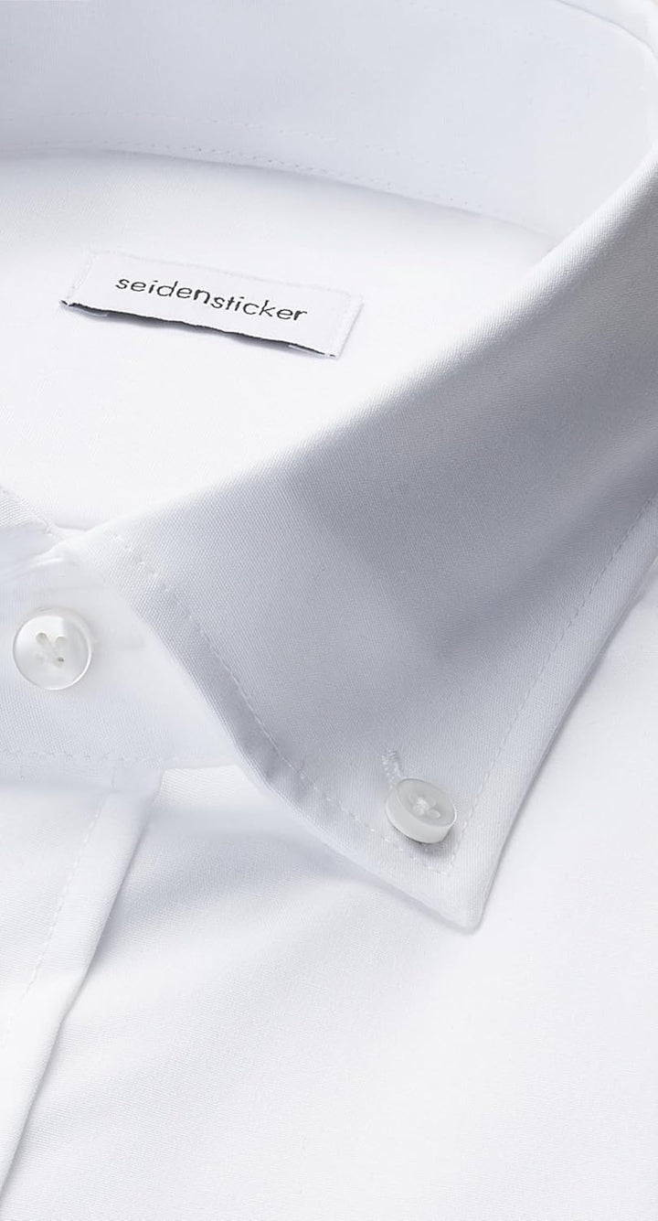 Seidensticker Herren Regular Bügelfrei Button-down Langarm Businesshemd 46 Weiss (White 000), 46 Wei