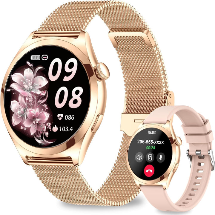 Smartwatch Damen mit Telefonfunktion, 1,27" HD Fitnessuhr mit 110+ Sportmodi, Herzfrequenz Schlafmon