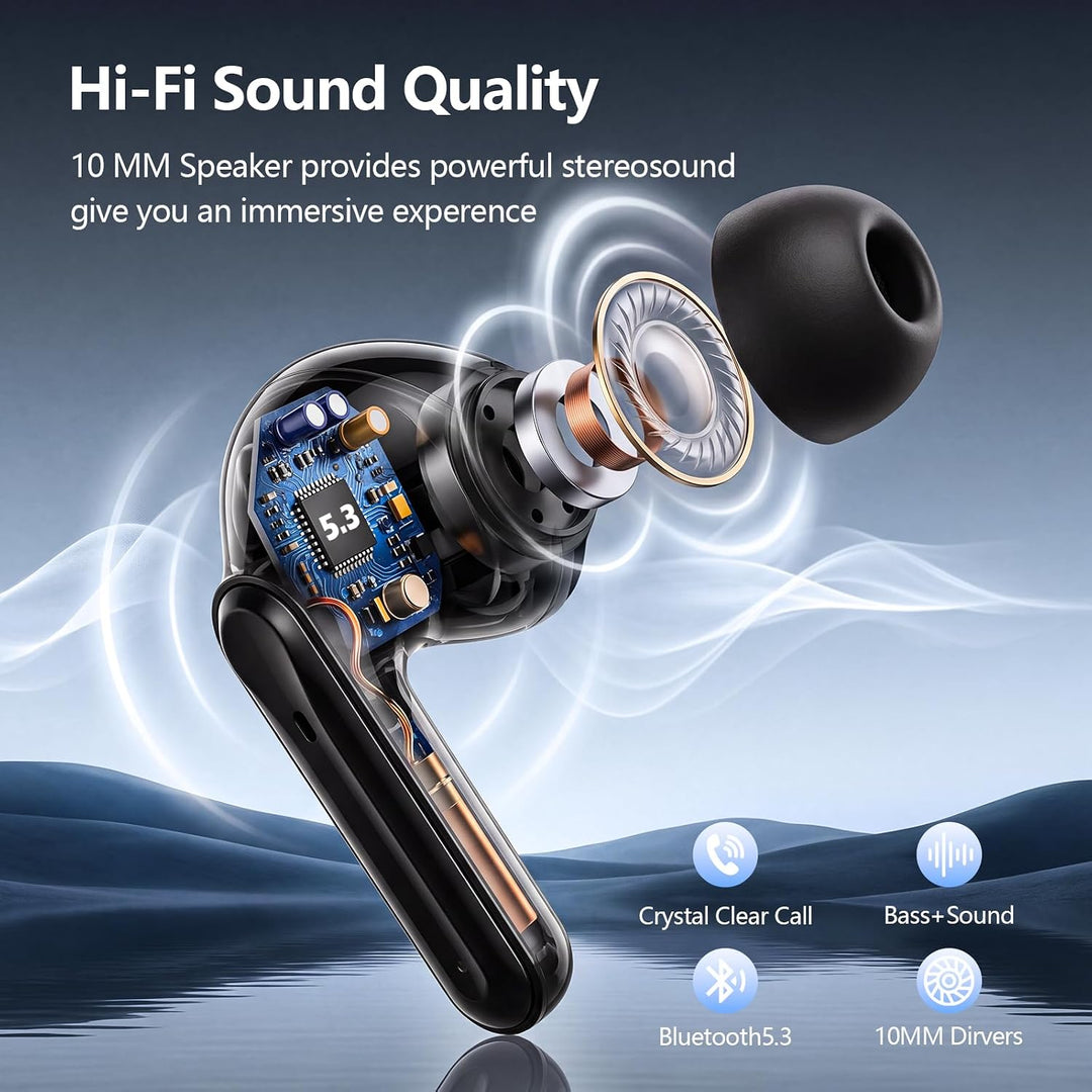 Bluetooth Kopfhörer, In Ear Kopfhörer Kabellos Bluetooth 5.3 mit 4 ENC Noise Cancelling Mic, 72H Spi