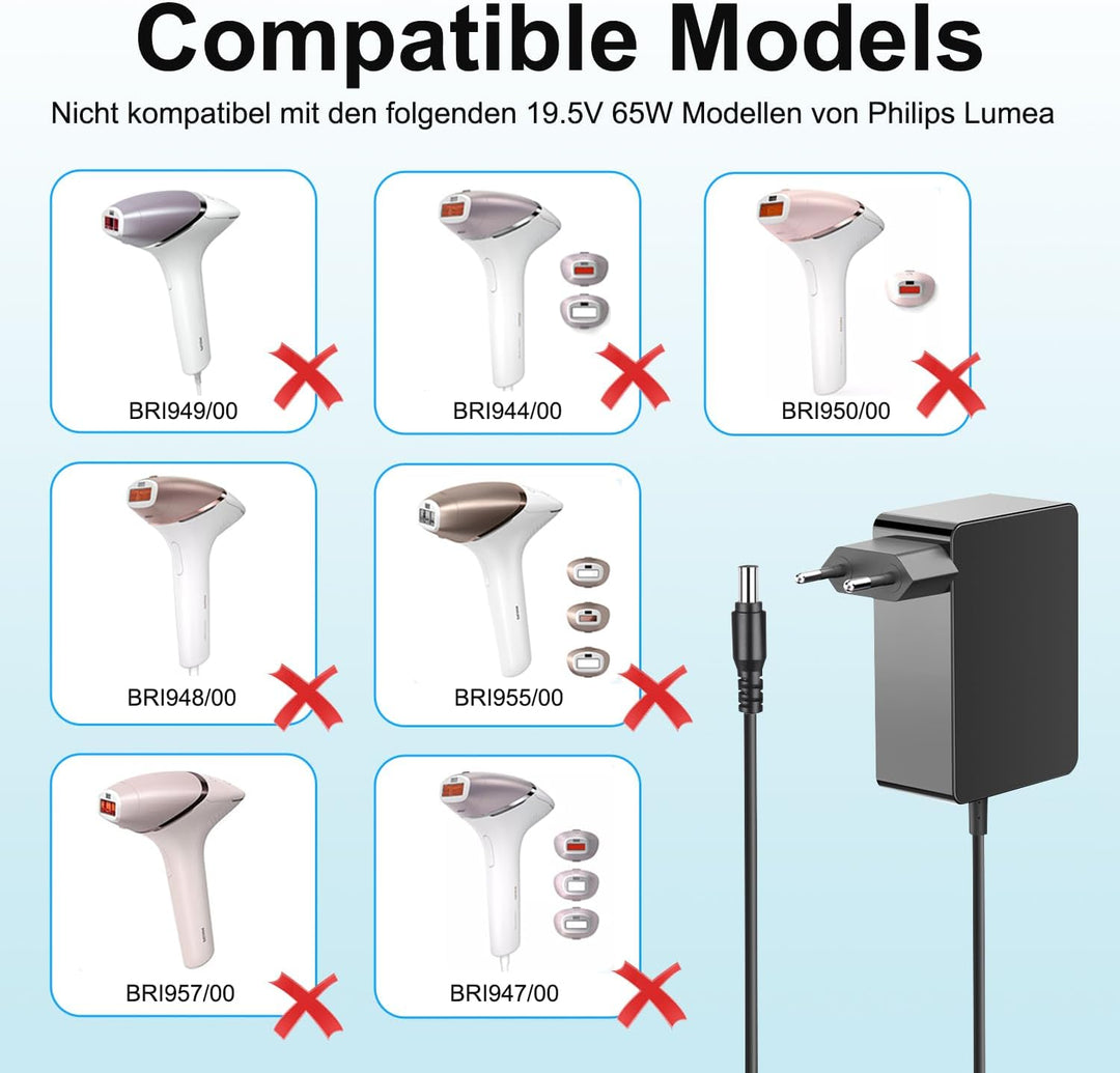 KFD Netzteil 24V 1,5A Ladegerät Ladekabel für Philips Lumea IPL 7000 Series CP9889/00 BRI921/00 BRI9