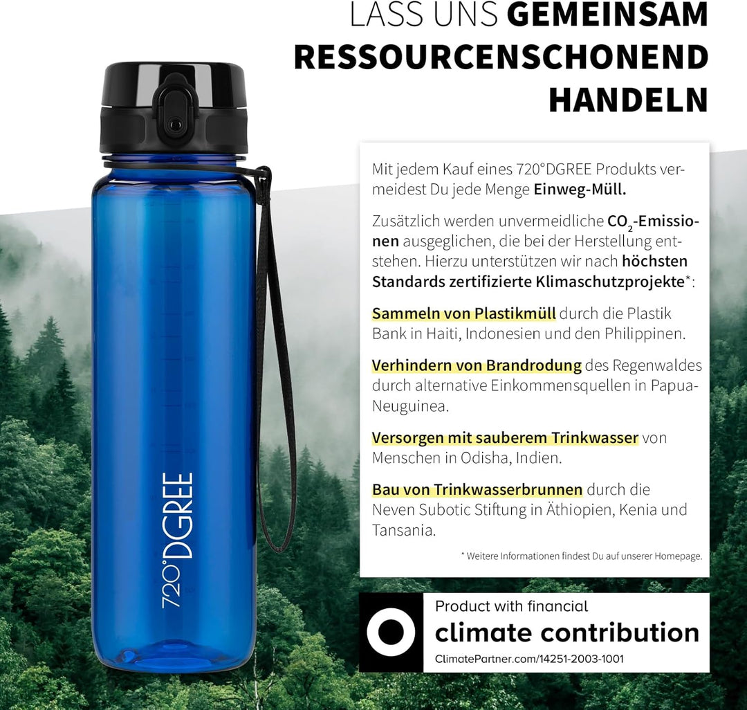 720°DGREE Kinder Trinkflasche 500ml “uberBottle“ crystalClear +Sieb - BPA-Frei, Auslaufsicher - Für