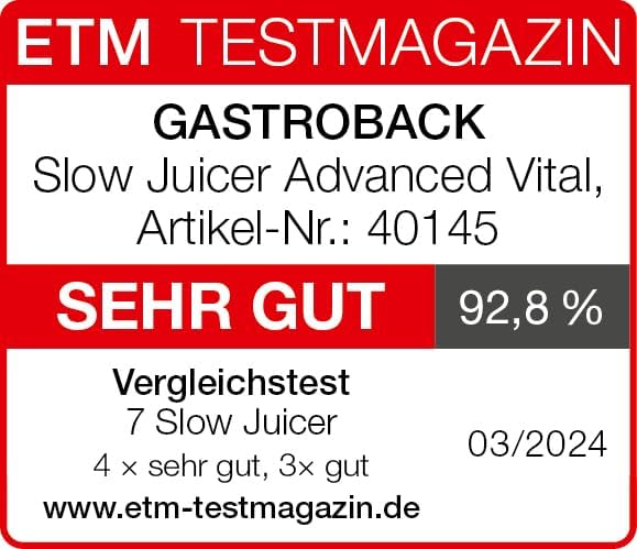 GASTROBACK Slow Juicer Advanced Vital, Schwarz, Silber