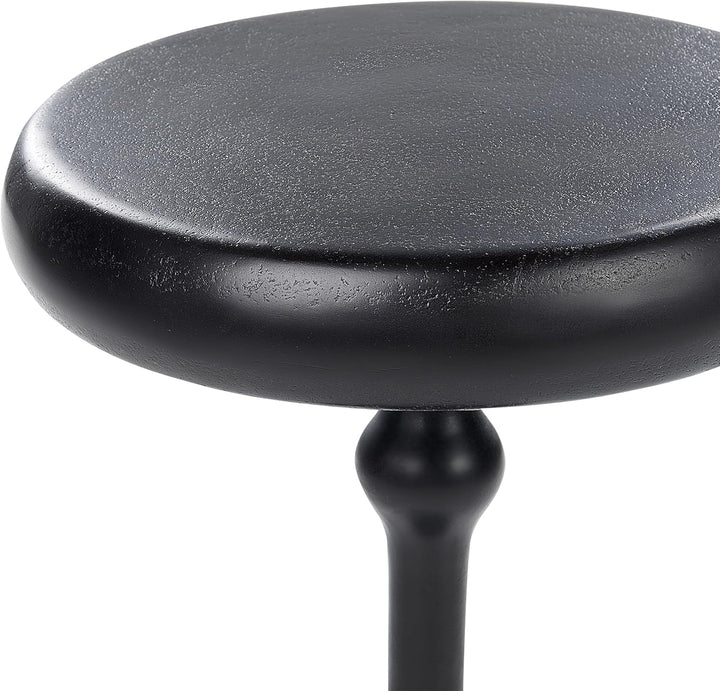 Beistelltisch Metall schwarz Anik-Optik mit Säulenfuss rund ø 30 cm Modern Atapo