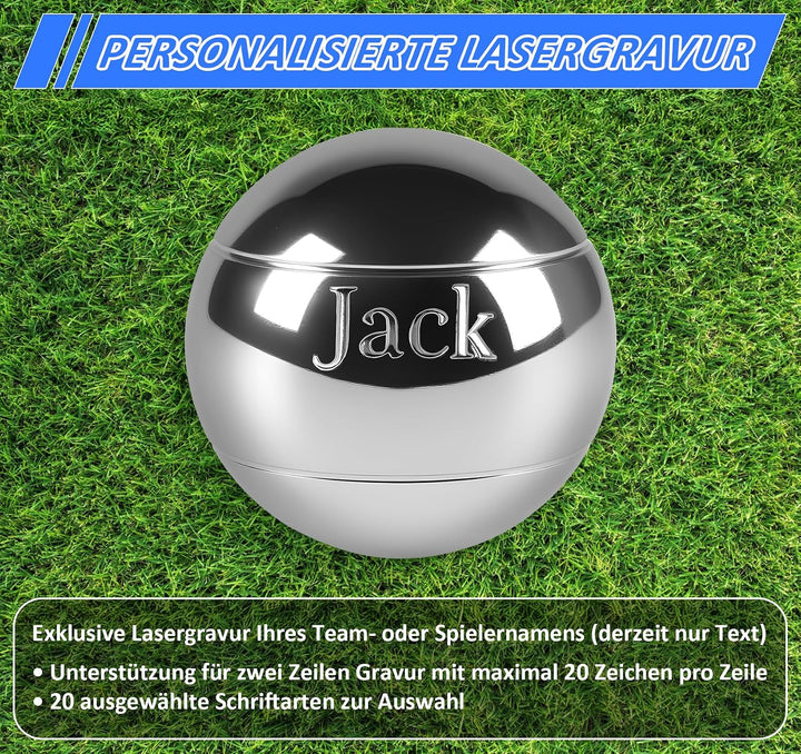 Boule Set mit Gravur/Ohne Gravur,Personalisierte Boule Set mit Tragetasche/Hartschalenkoffer, 6/8 Bo