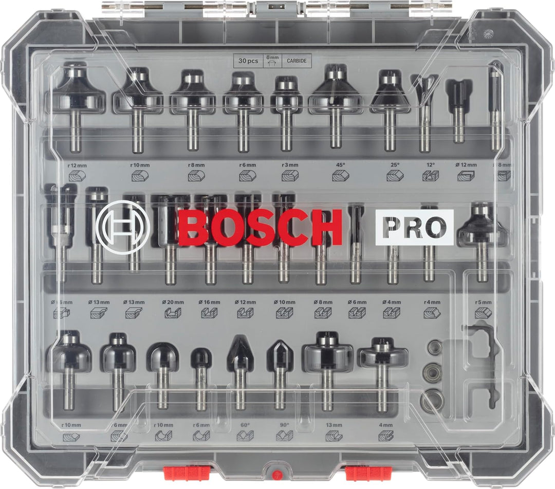 Bosch Professional 30tlg. Fräser Set Mixed (für Holz, Zubehör Oberfräsen mit 8 mm Schaft) 30 tlg. |
