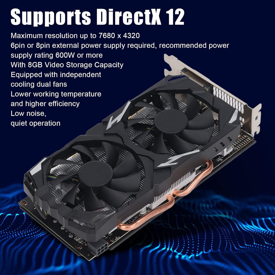 Cuifati RX 580 Grafikkarte, 8 GB GDDR5 256BIT Gaming-Grafikkarte, 7000 MHz, 8K-Grafikkarte, 16 PCI E
