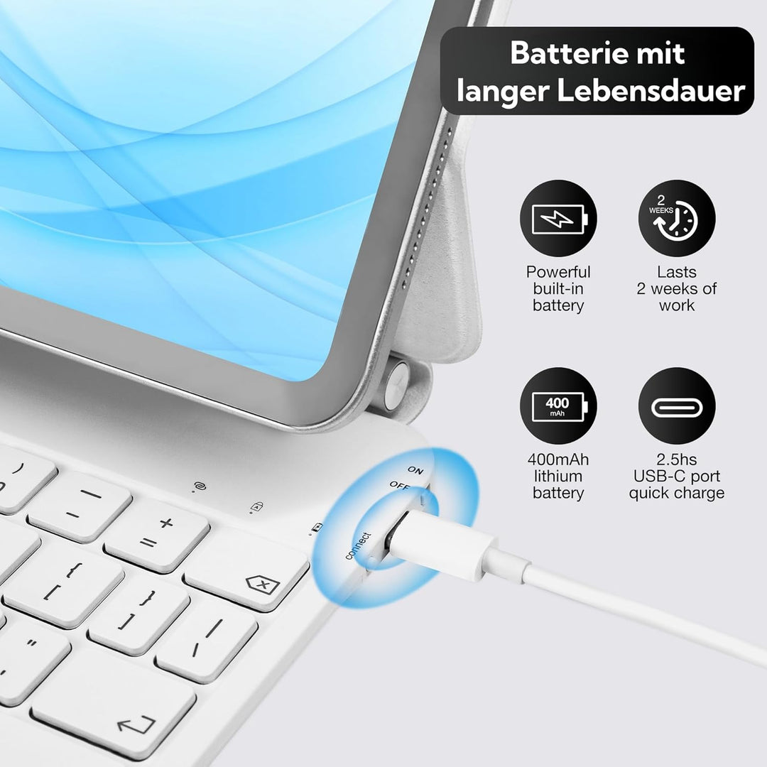 Deutsche QWERTZ-Layout Magic Keyboard Case für iPad Pro 13-Zoll M4 2024 / M5 2025, Magnetische Keybo