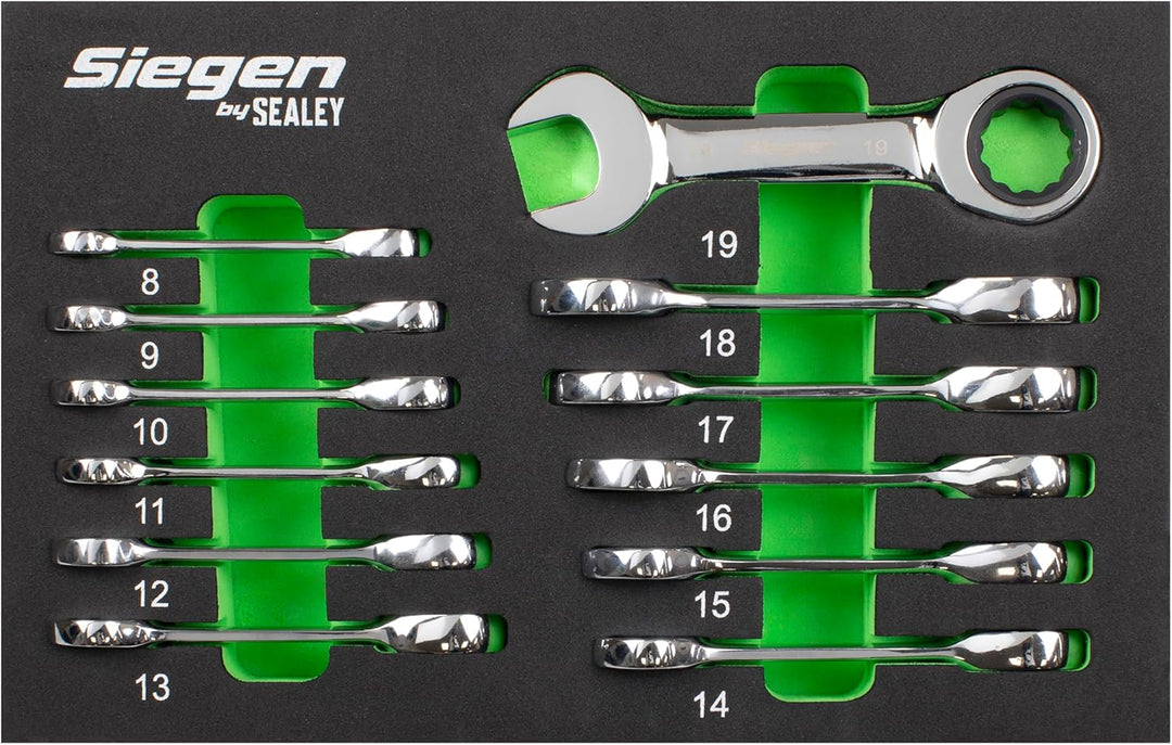 SEALEY Stubby Ratchet-Maulschlüssel-Satz 12er Metric