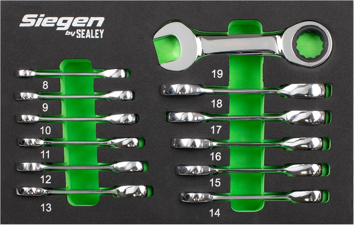 SEALEY Stubby Ratchet-Maulschlüssel-Satz 12er Metric