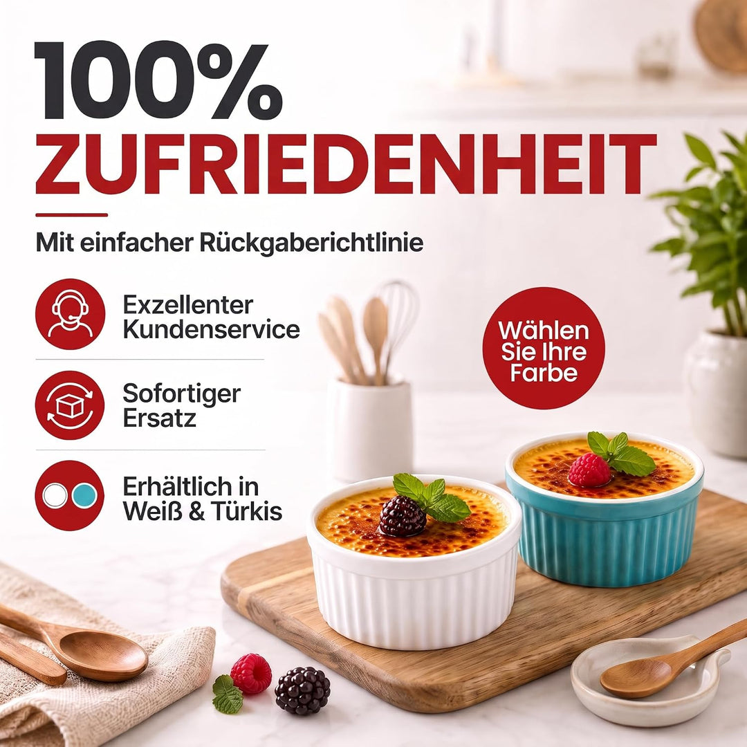 Dimono® Dessert-Schalen Creme Brulee Souflee-Förmchen, Auflaufform-Schälchen mit 170 ml für Desserts