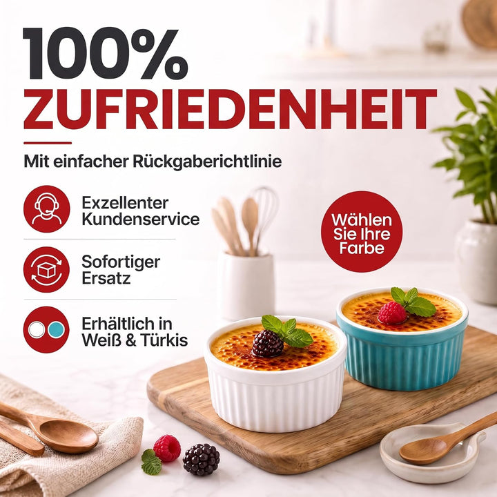 Dimono® Dessert-Schalen Creme Brulee Souflee-Förmchen, Auflaufform-Schälchen mit 170 ml für Desserts