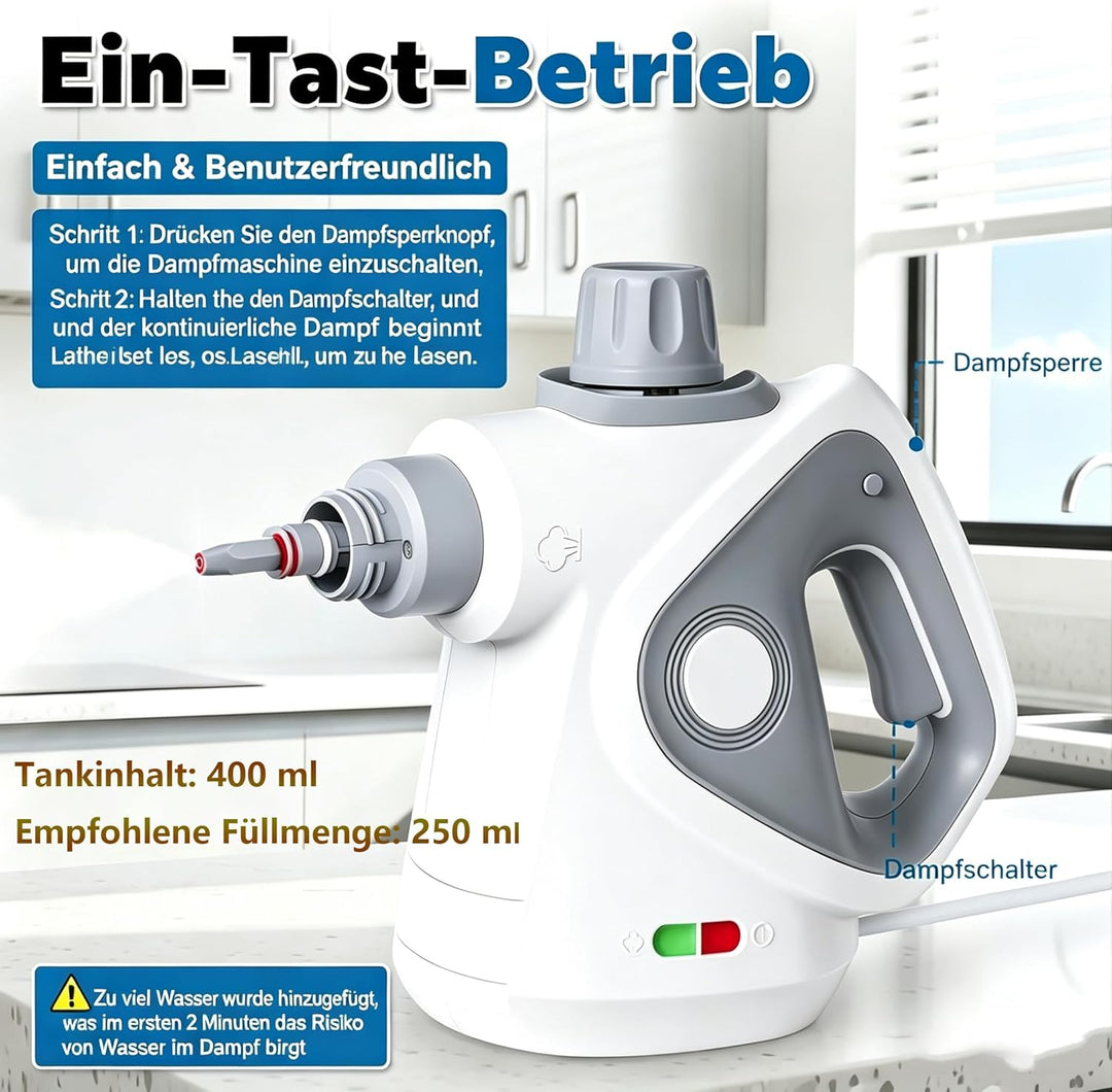 Dampfreiniger Handgerät, 110℃ Steam Cleaner zur effizienten Reinigung, vielseitiger Dampfreiniger fü