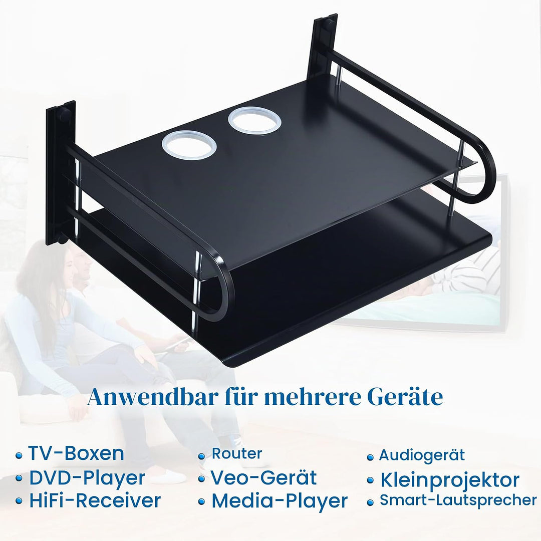 HNVNER Projektor Wand Regal, Router Ablage, Kabelboxen Halterung Multimedia Wandständer für AV-Recei