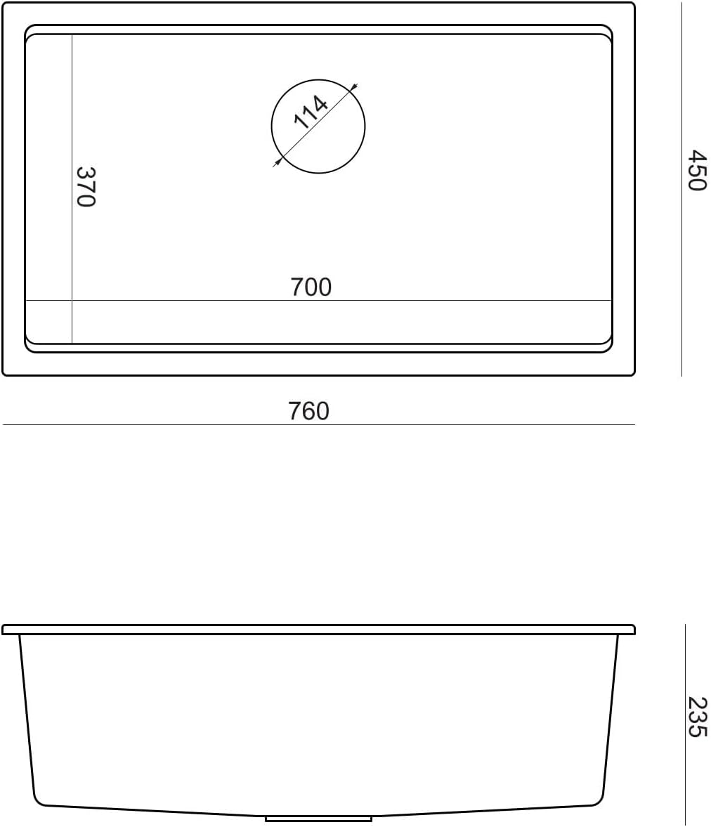 QUADRON | LOGAN 110 | Küchenspüle | 1-Kammer-Spüle | Masse: 70 x 37 x 23,5 cm | Schrankunterbau ab 8