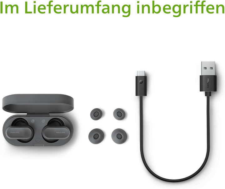 Philips TAT3509GY Noise Cancelling True Wireless In Ear Bluetooth Headphones - Small Buds. Natural S