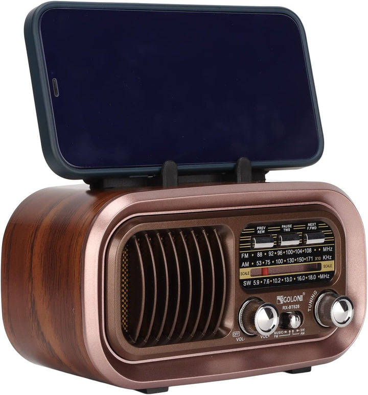 RXBT628 Tragbarer Vintage-Radiolautsprecher, FM AM SW 3 Bands Multifunktionaler -Kartenradio-Player