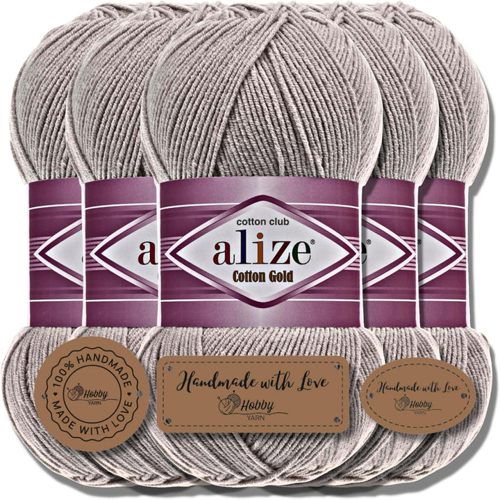 Alize 5 x 100g Cotton Gold Türkische Premium Wolle Baumwolle und Acryl Handstrickgarne | Garn | Yarn