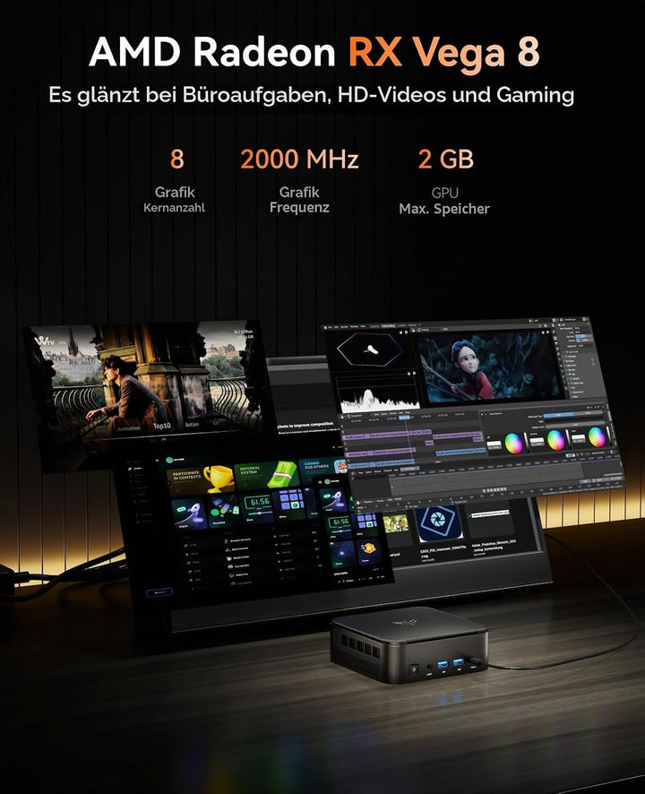 NiPoGi E3B Mini PC AMD Ryzen 7 5700U 32GB Dual DDR4 512GB Nvme PCle3.0 SSD Micro Desktop Computer mi