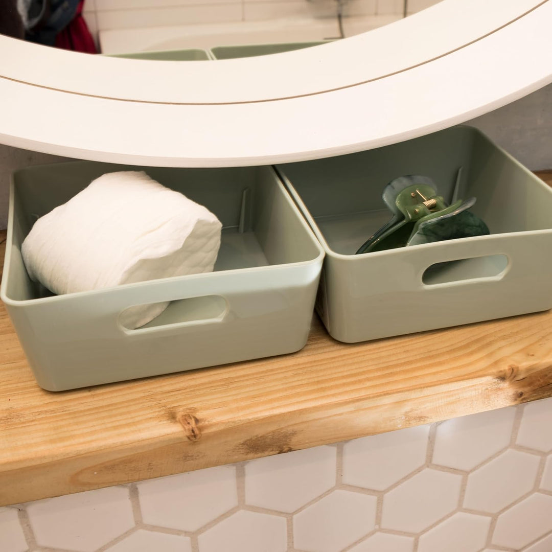 6x Ordnungsboxen - 6 cm hoch - WEIss - 15x15x6cm - 1 Liter - Ordnungskorb - Schubladenorganizer Schu