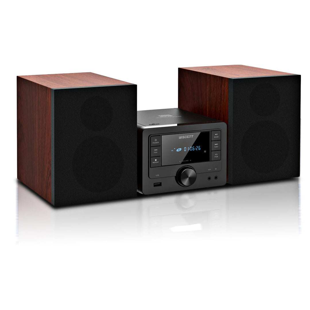 Bluetooth Stereoanlage 40W für Zuhause, CD-Player mit Wireless Streaming, USB MP3 Wiedergabe, FM Rad