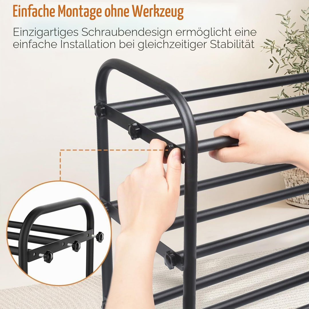 YUWHFEI Schuhregal Platzsparend, 3 Ebenen Shoe Rack Metall, Ausziehbar Schuhablage 45 to 80cm, Klein