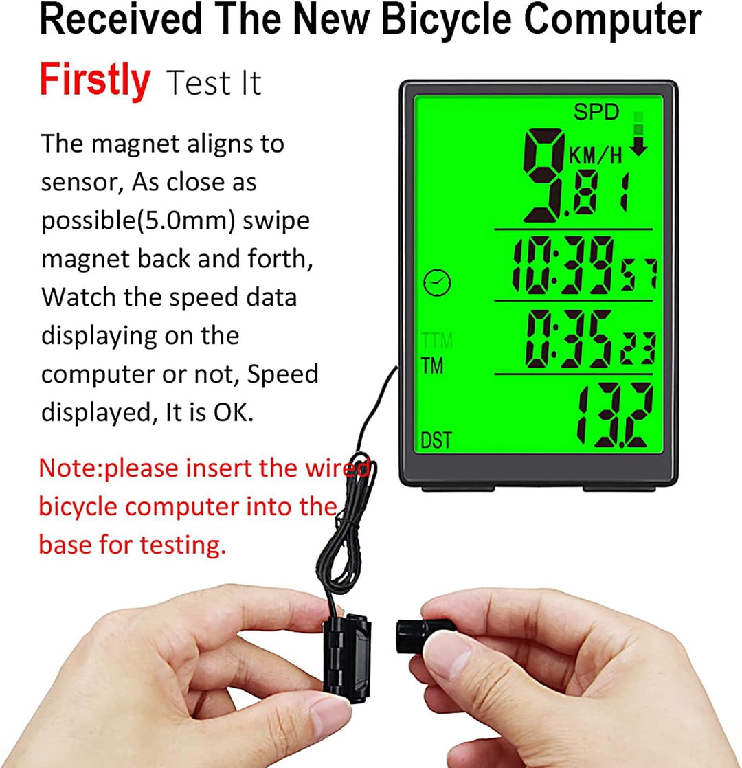 Fahrradcomputer - Beleuchteter Fahrradtacho mit Kabel - Kabelloses -Radcomputer mit Hintergrundbeleu