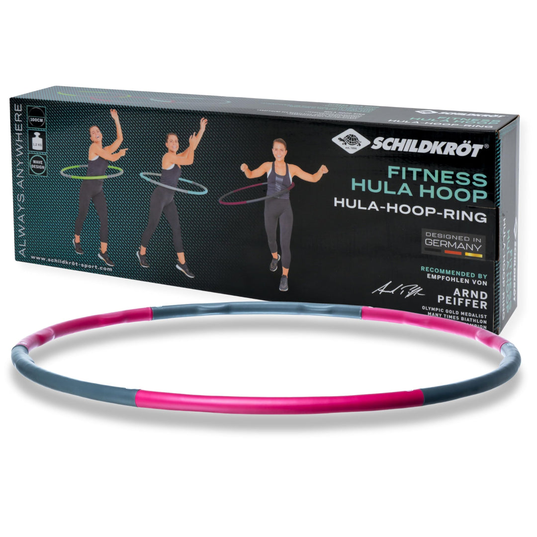 Schildkröt Fitness-Hoop, Hula-Hoop Reifen in 4-Farb Karton Hula-Hoop Ø100cm, Fuchsia-Anthrazit, 9602