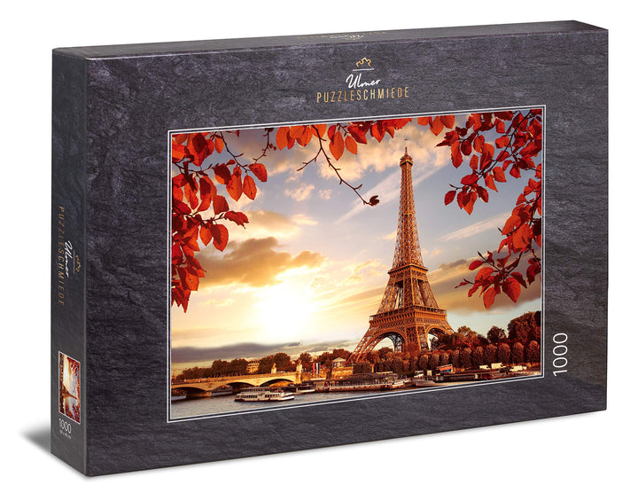 Ulmer Puzzleschmiede - Puzzle „Herbst in Paris“– Klassisches 1000 Teile Puzzle – Puzzlemotiv des Eif