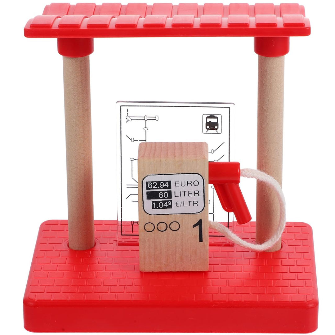 HEMOTON Holzeisenbahn Zubehör Bahnhof Mit Mini Tankstelle 11X9.9X6.9Cm Kompatibel Für Kinder Ab 3 Ja