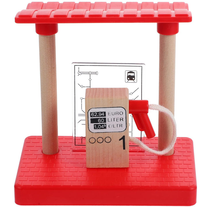 HEMOTON Holzeisenbahn Zubehör Bahnhof Mit Mini Tankstelle 11X9.9X6.9Cm Kompatibel Für Kinder Ab 3 Ja