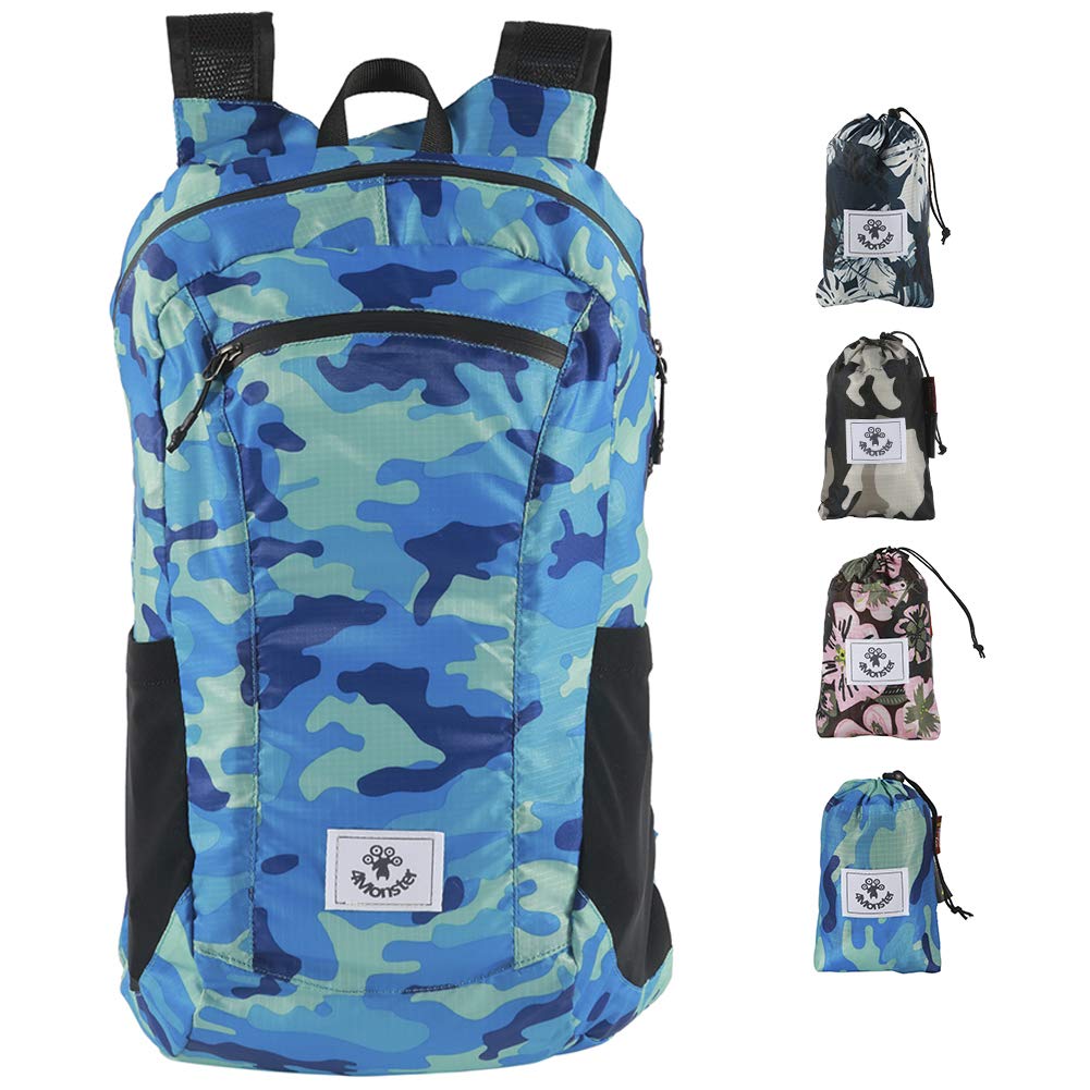 4Monster Faltbarer Rucksack Ultra Leicht, Unisex Tagesrucksack Outdoor, Wasserdichter Wanderrucksack