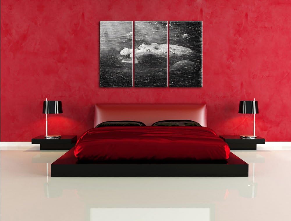 Pixxprint Meerjungfrau im Wasser liegend als Leinwandbild/Grösse: 3 Teilig (120x80) cm/Wandbild/Kuns