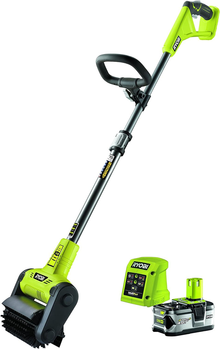 RYOBI 18 V ONE+ Akku-Oberflächenreiniger RY18PCB-140 (Teleskopstiel, werkzeugloser Bürstenwechsel, R