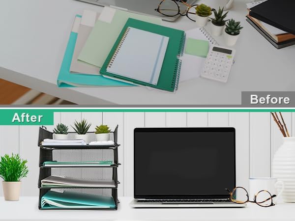 EXERZ Briefablagen 2tlg/ Papiersortierer/Schreibtisch multifunktionaler Organiser/Dateihalter für Bü