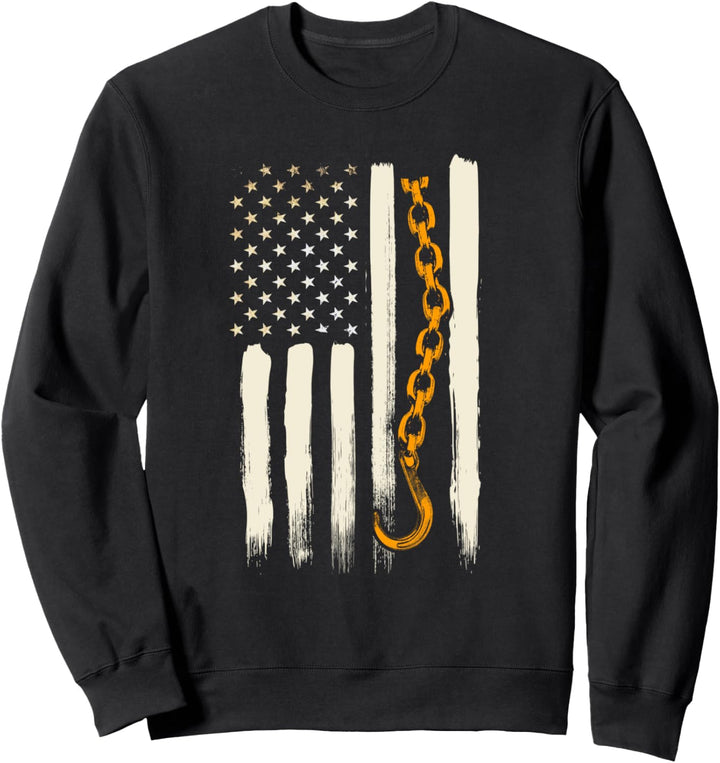 Tow Truck Driver Gifts American Flag Patriotic Towing Sweatshirt