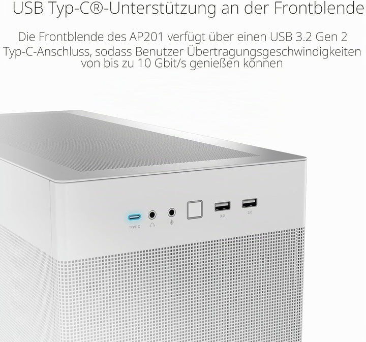 ASUS Prime AP201 MicroATX Gehäuse weiss (33 Liter, unterstützt 280- &amp; 360-mm-Kühler, Grafikkarten bi